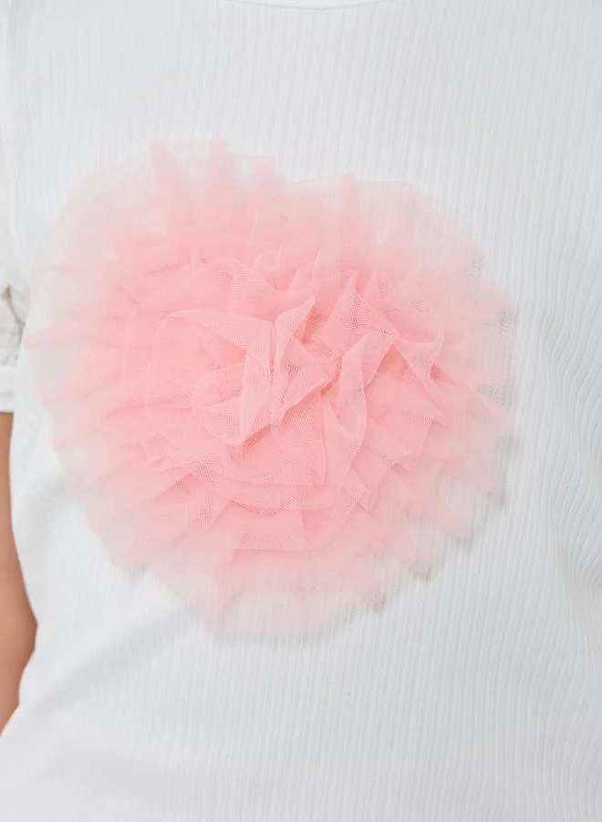 Styli Girls Heart Applique Top and Skirts Set